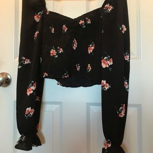 Black and floral crop top
